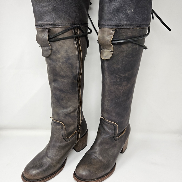 Freebird By Steven Carolina Women's Black Leather Knee-High Boots - Picture 2 of 13